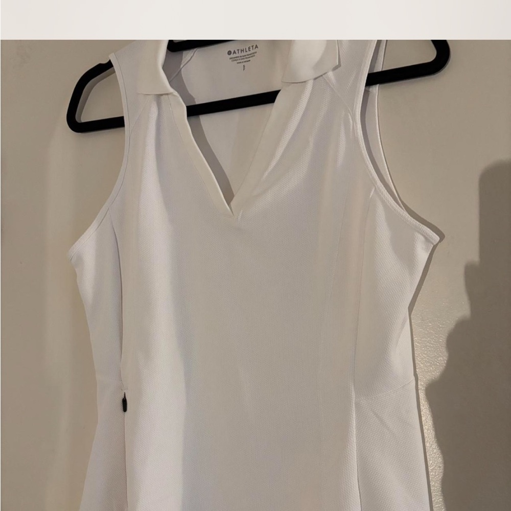 Athleta White Polo Collar Fitted Tank Top